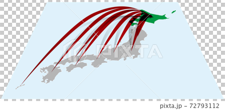 全国から北海道へ日本地図Bに立体的な矢印 ベクターイラスト背景透明 全国から北海道へ日本地図Bに立体的な矢印 ベクターイラスト背景透明 72793112