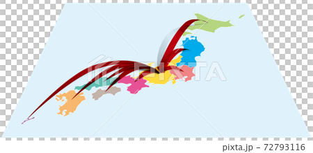 From nationwide to Chubu region Three-dimensional arrow on Japanese map A Vector illustration background transparent 72793116