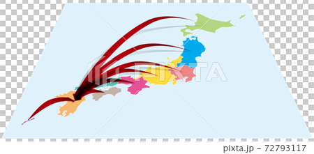 From all over Japan to Kyushu Japanese map A with three-dimensional arrow vector illustration background transparent From all over Japan to Kyushu Japanese map A with three-dimensional arrow vector illustration background transparent 72793117