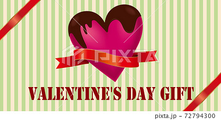 ハートにリボンとチョコレートイラスト_バレンタイン販売促進用バナーポスターポップテンプレート ハートにリボンとチョコレートイラスト_バレンタイン販売促進用バナーポスターポップテンプレート 72794300