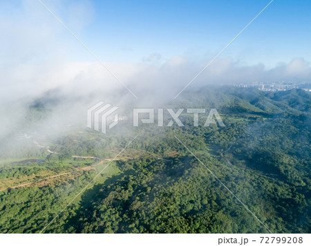 Aerial view of landscape of sunrise mountains 72799208