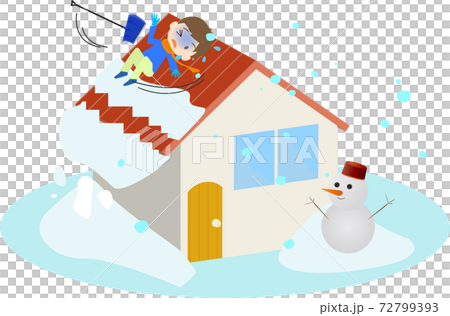Illustration of a person slipping down the snow on the roof 72799393
