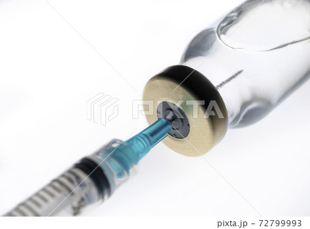 Studio shot of Covid-19 vaccine and syringe 72799993