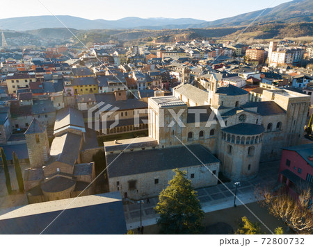 View from drone of Cathedral of la Seu d'Urgell 72800732
