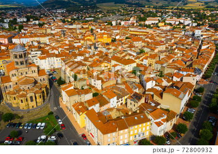 Panoramic view from above on the city Issoire and abbey of Saint Ostremuane 72800932