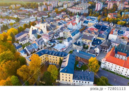 View from drone of Sumperk, Czech Republic 72801113