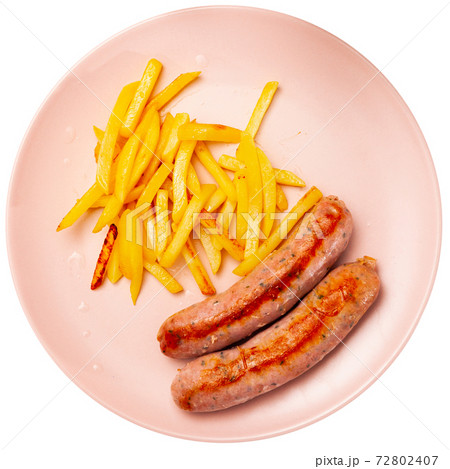 Eastern european cuisine - sausages with potatoes 72802407