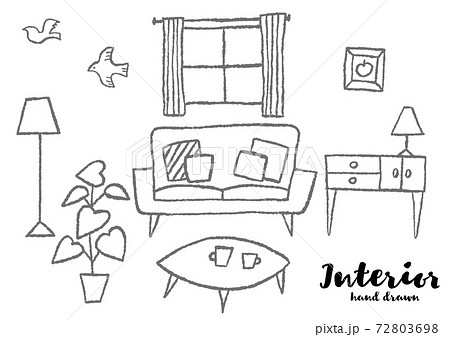 部屋イラストグレーのイラスト素材