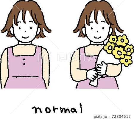 子供　シンプルなタッチの女の子とポーズのセット 72804615