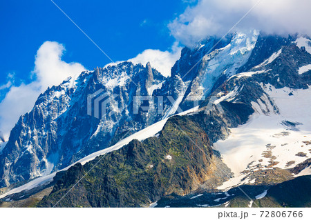Mountains in Mont Blanc massif in French Alps 72806766