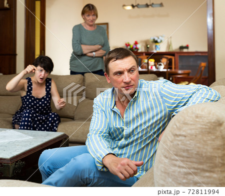 Mom reassures an adult daughter after quarrel with her husband. Family quarrel 72811994