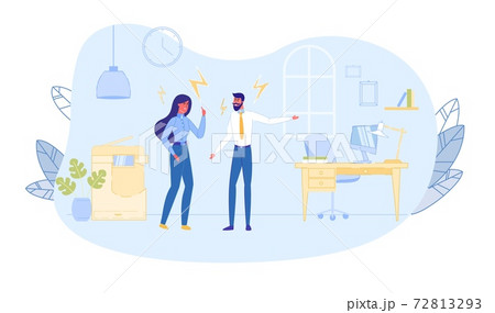 Business Woman and Man Arguing and Having Quarrel 72813293