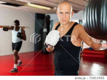 Training of muscular friendly boxers in the gym Training of muscular friendly boxers in the gym 72815083