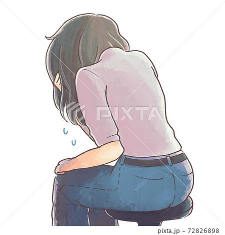 涙が止まらない人のイラスト 手描き風のイラスト素材 7268