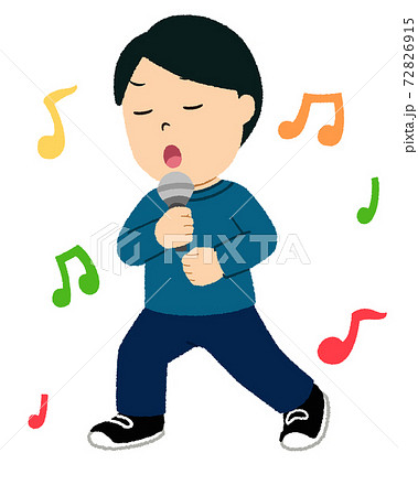 カラオケで歌う男性のイラスト素材