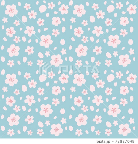 桜柄のシームレスパターン 背景色青磁色のイラスト素材 [72827049] - PIXTA