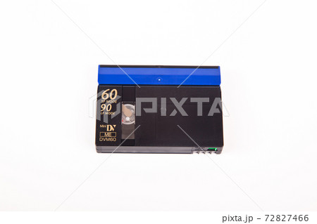 Small old MiniDV format video cassette, isolated on white background Small old MiniDV format video cassette, isolated on white background 72827466