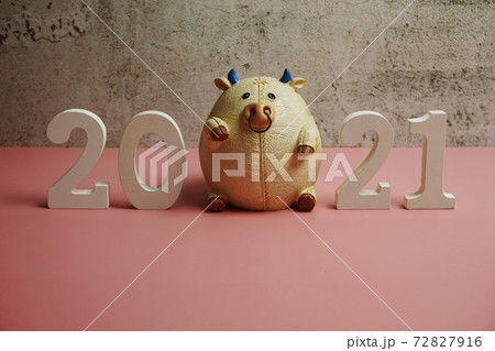 Happy New Year 2021 alphabet letter on pink background Happy New Year 2021 alphabet letter on pink background 72827916