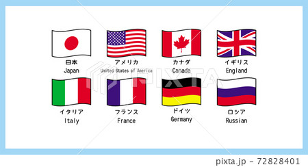 世界の国旗 G8のセット イラスト ※ロシアを外すとG7になります