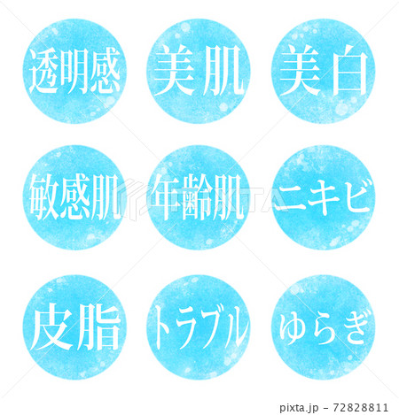 美容効果と悩み文字セットイラスト　ブルー 72828811