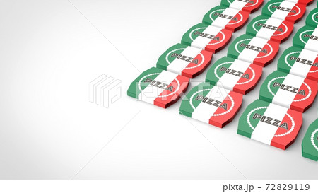 pizza box Italy white background multiple right 3D pizza box Italy white background multiple right 3D 72829119