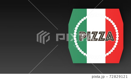 pizza box Italy black background one right front 72829121