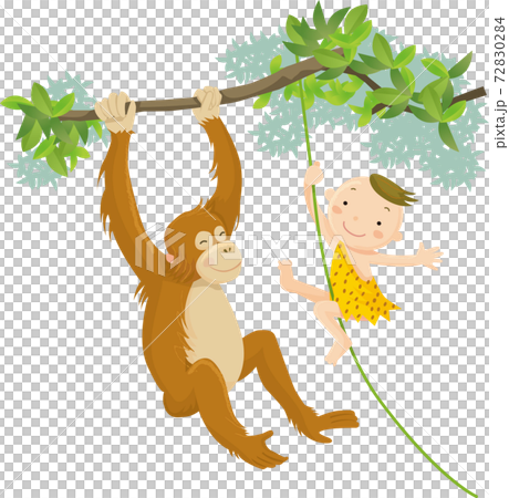 オランウータンと森で遊ぶ子供 SDGs 72830284