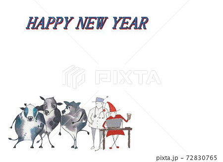 年賀素材　丑年 72830765