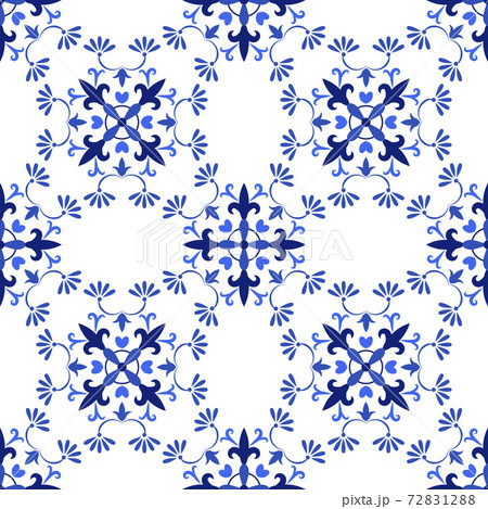 Azulejos portuguese traditional ornamental tile, blue and white seamless pattern Azulejos portuguese traditional ornamental tile, blue and white seamless pattern 72831288