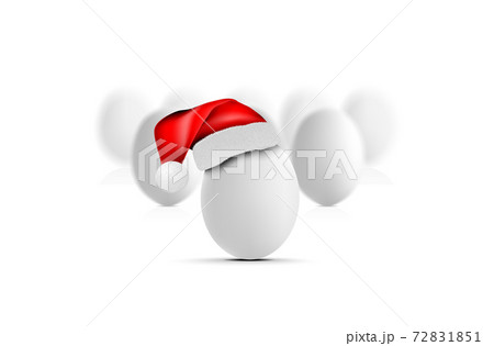 Chicken or ostrich eggs with santa claus hat. Vector illustration on white Chicken or ostrich eggs with santa claus hat. Vector illustration on white 72831851