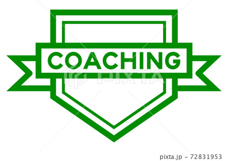Vintage green color pentagon label banner with word coaching on white background 72831953