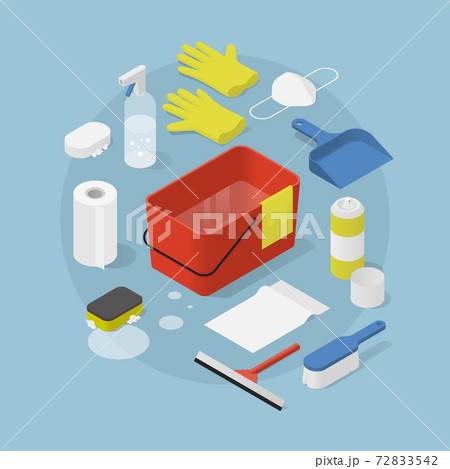 Isometric Cleaning Objects Illustration Isometric Cleaning Objects Illustration 72833542