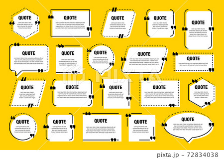 White isolated quote frames. Speech bubbles with quotation marks. Blank text box and quotes. Blog 72834038