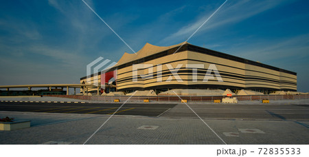 Al-Bayt stadium in Al Khor Qatar daylight  view showing the exterior of the stadium which will hold the opening ceremony and match of 2022 FIFA  World Cup 72835533