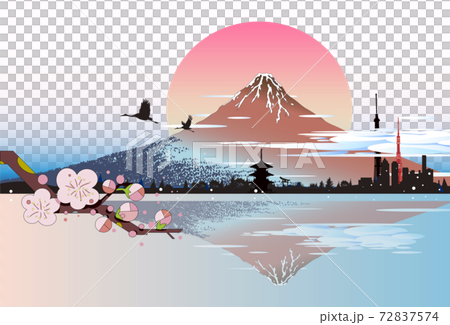 浮世絵風景、日本のランドマーク 72837574