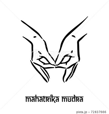 Mahatrika mudra. Hand spirituality hindu yoga of fingers gesture. Technique of meditation for mental Mahatrika mudra. Hand spirituality hindu yoga of fingers gesture. Technique of meditation for mental 72837666
