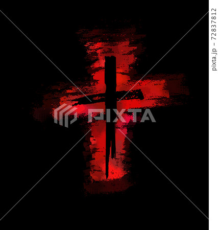 Bloody cross. Cross made of drops of paint. Vector illustration Bloody cross. Cross made of drops of paint. Vector illustration 72837812