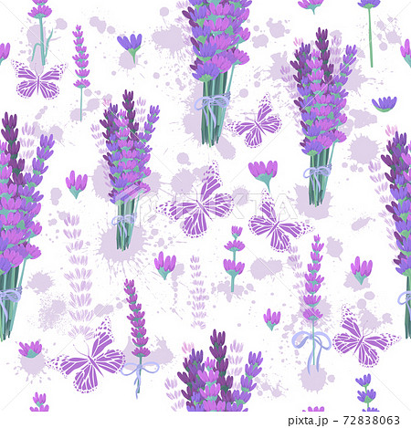 A Seamless Background With Lavender Vector のイラスト素材