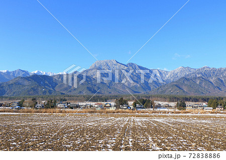 安曇野松川 有明山山麓 冬の朝 安曇野松川 有明山山麓 冬の朝 72838886