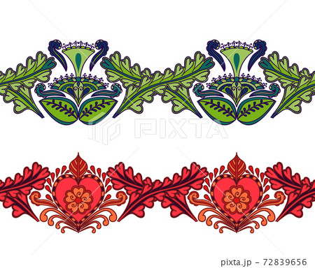 Set of seamless ethnic borders. Indian style 72839656