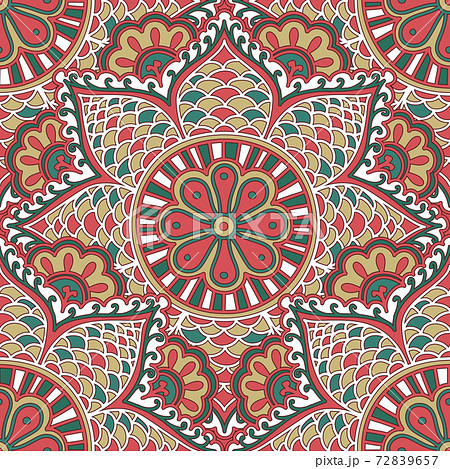 Seamless colorful pattern in Indian motif. Zenart ornament boho style. 72839657