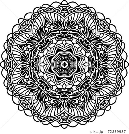 Boho decorative element for design. Monochrome mandala isolated on white background. 72839987