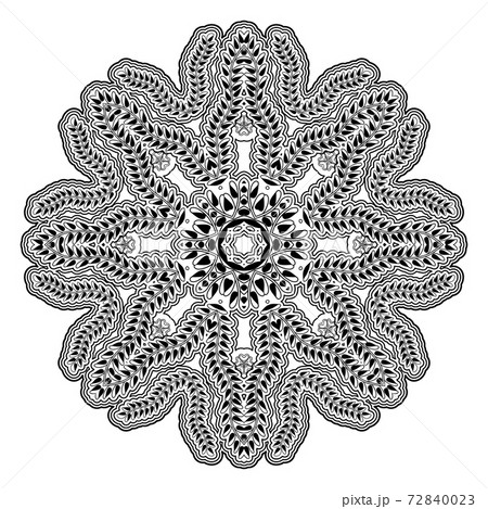 Circular ethnic ornament. Mandala monochrome 72840023