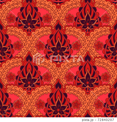 Seamless indian pattern. Bright repeating background in the style of Indian fabrics. Seamless indian pattern. Bright repeating background in the style of Indian fabrics. 72840207