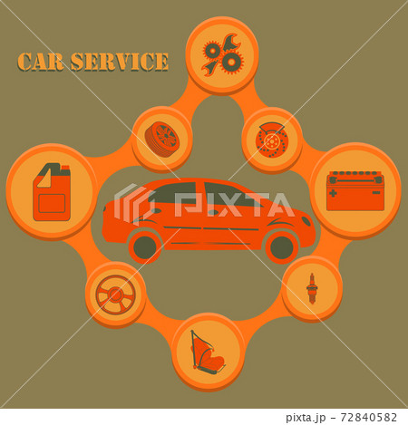 Auto service infographics with auto car repair and diagnostics symbols. Modern concept. 72840582