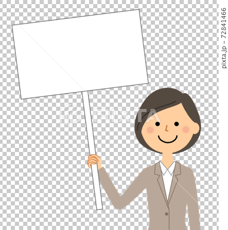 Woman in suit with whiteboard Woman in suit with whiteboard 72841466