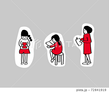 学校生活/シンプルな線画手描きイラスト/レイヤーで服の色変え可能/図書室の風景 学校生活/シンプルな線画手描きイラスト/レイヤーで服の色変え可能/図書室の風景 72841919