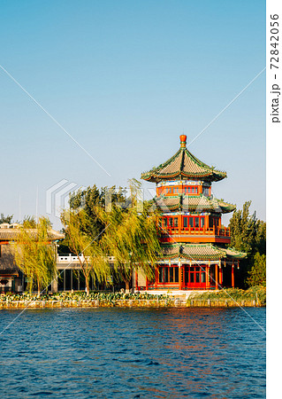 Shichahai Houhai lake and Chinese traditional pavilion in Beijing, China Shichahai Houhai lake and Chinese traditional pavilion in Beijing, China 72842056