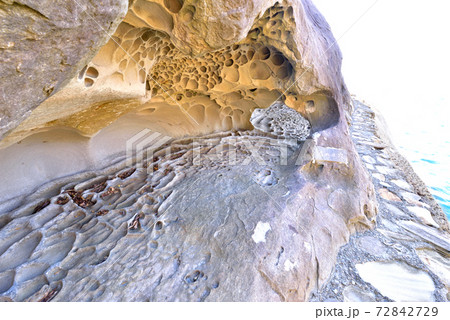 見残し海岸　厄ぬけ穴　千尋岬　自然の造形　高知県土佐清水市　 72842729