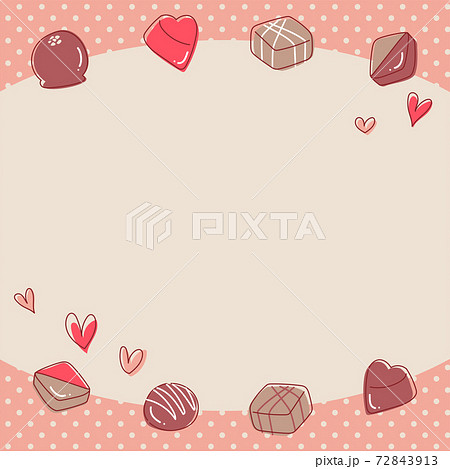 バレンタイン チョコレート ハート バナー 正方形 Pop フレーム 枠 文字入れ用のイラスト素材